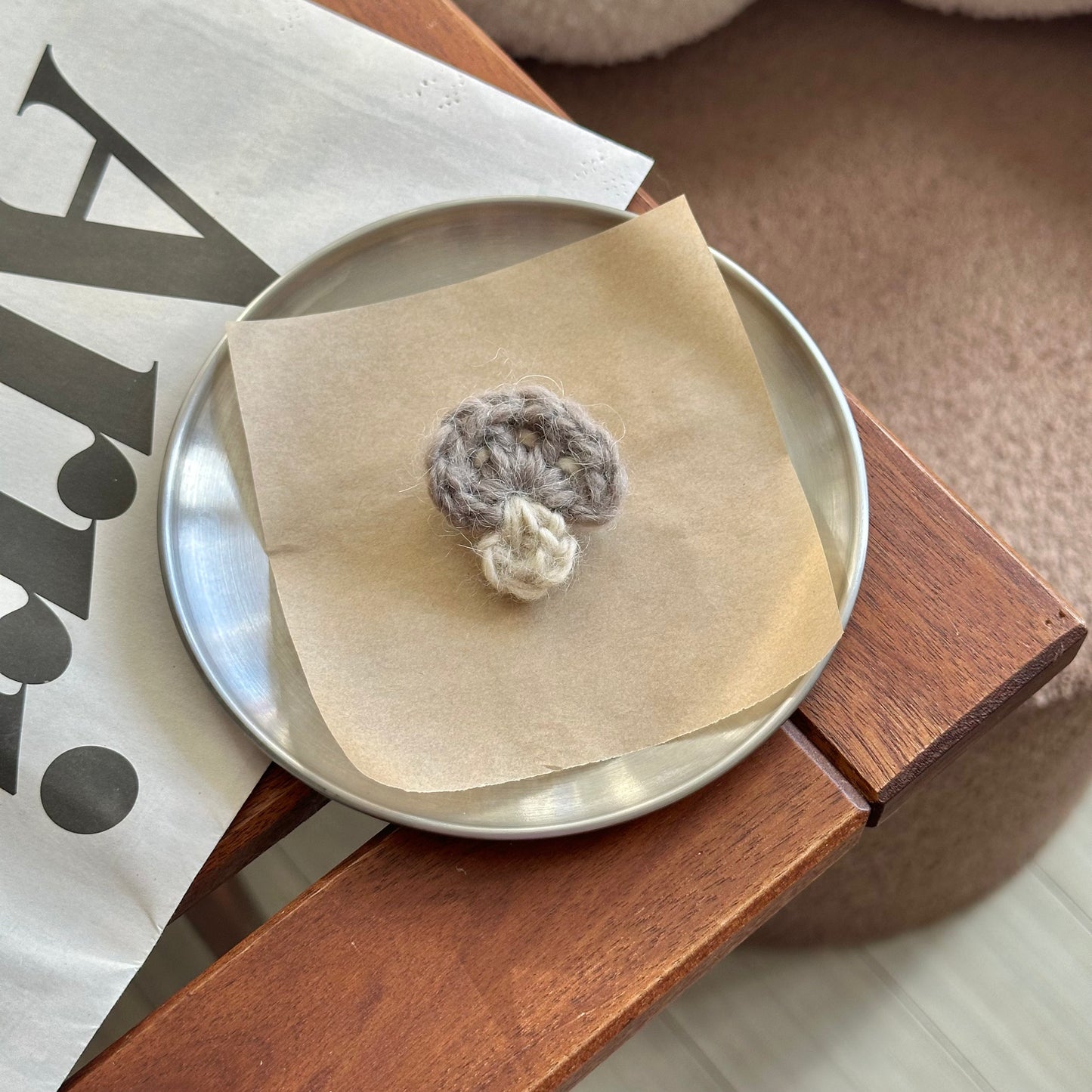 Mossy Companion - Handmade Crochet Mushroom Brooch