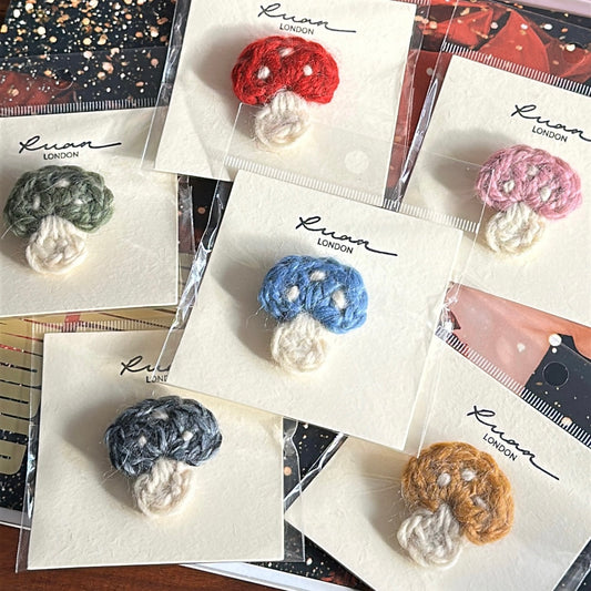 Mossy Companion - Handmade Crochet Mushroom Brooch