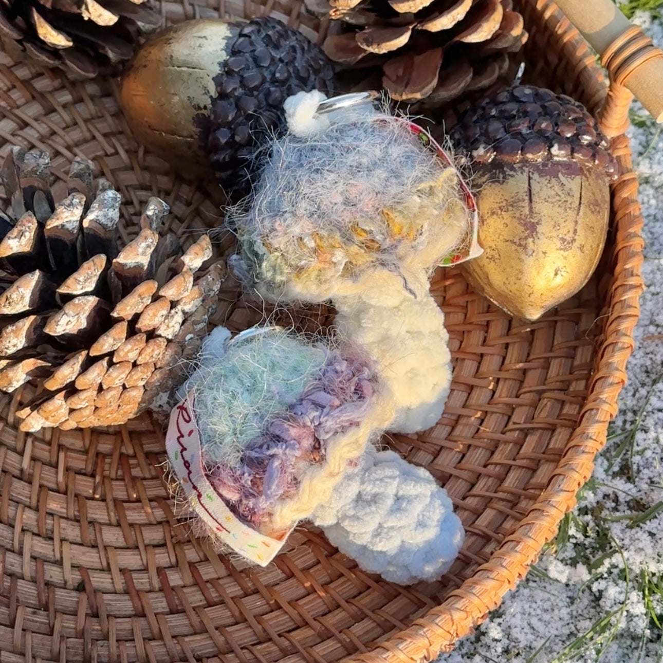 Glacier Bloom - Handmade Crochet Mushroom Charm