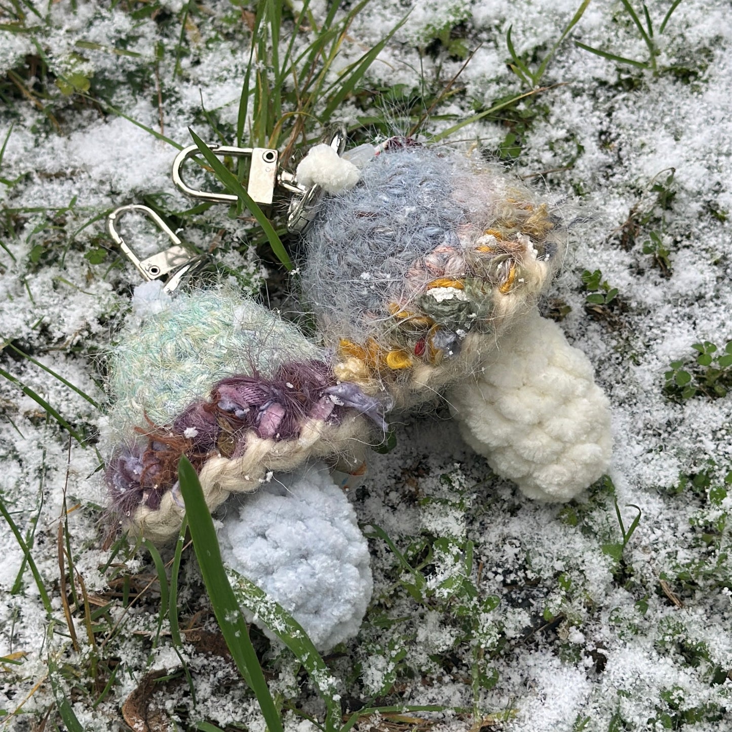 Glacier Bloom - Handmade Crochet Mushroom Charm