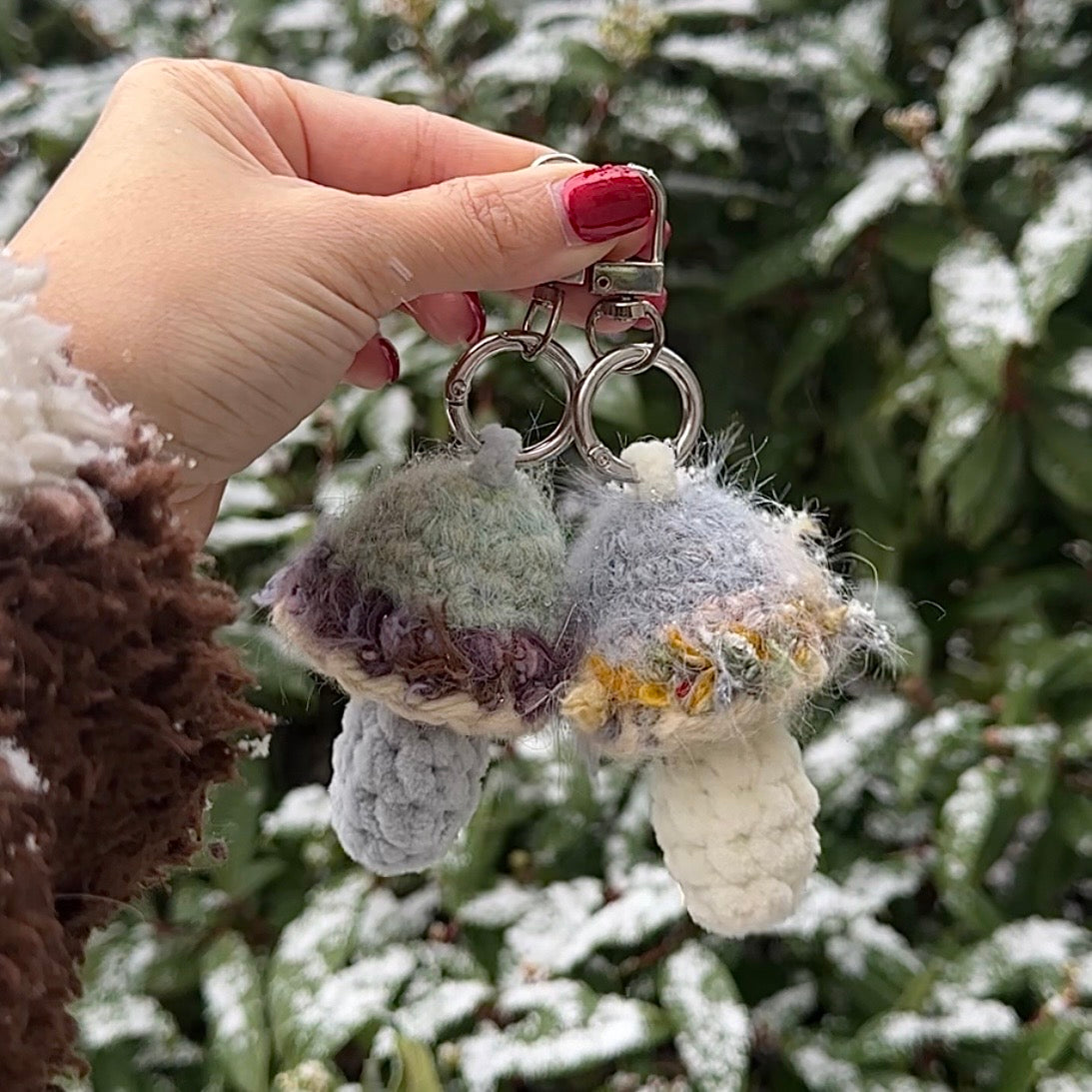 Glacier Bloom - Handmade Crochet Mushroom Charm