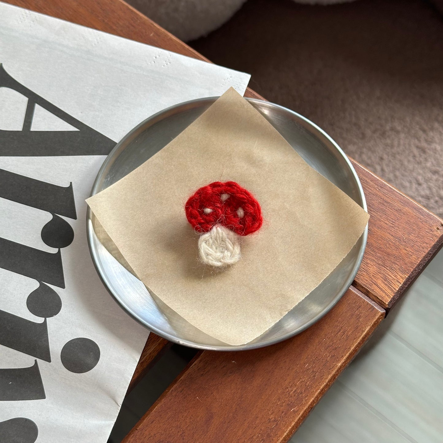 Mossy Companion - Handmade Crochet Mushroom Brooch
