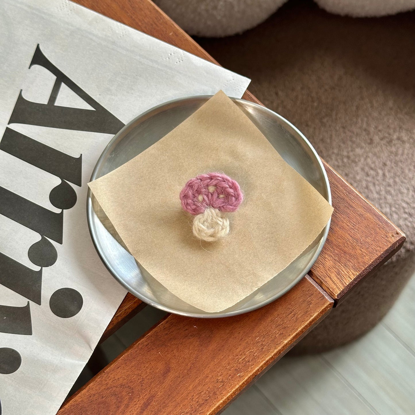 Mossy Companion - Handmade Crochet Mushroom Brooch