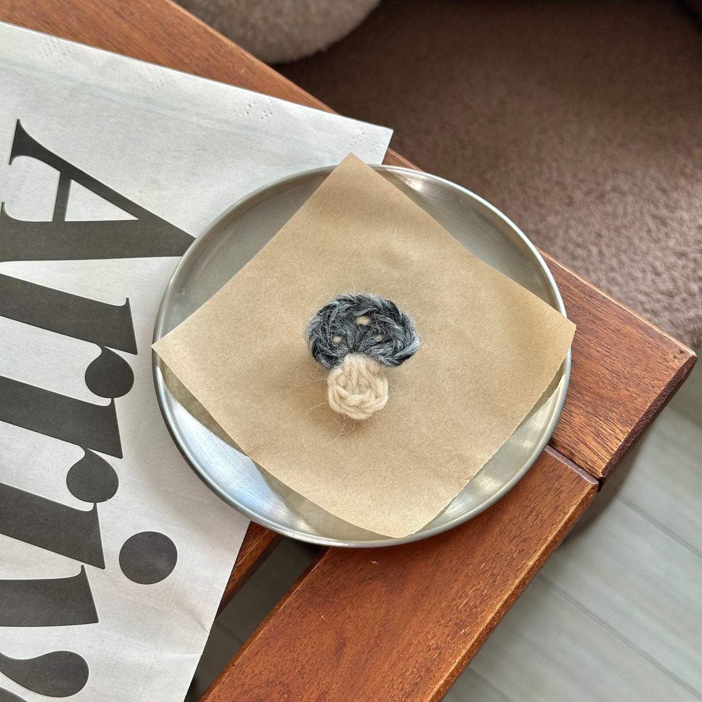 Mossy Companion - Handmade Crochet Mushroom Brooch